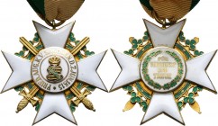 Deutsche Orden und Ehrenzeichen
SACHSEN. 
Zivilverdienstorden, Ritterkreuz 1. Klasse mit Schwertern. 1914-1918. Silber-vergoldet und Emaille, am Ori...