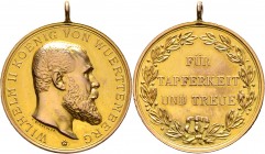 Deutsche Orden und Ehrenzeichen
WÜRTTEMBERG. 
Goldene Militär-Verdienstmedaille o.J. (verliehen 1892-1918) von K. Schwenzer. Kopf des Königs nach re...