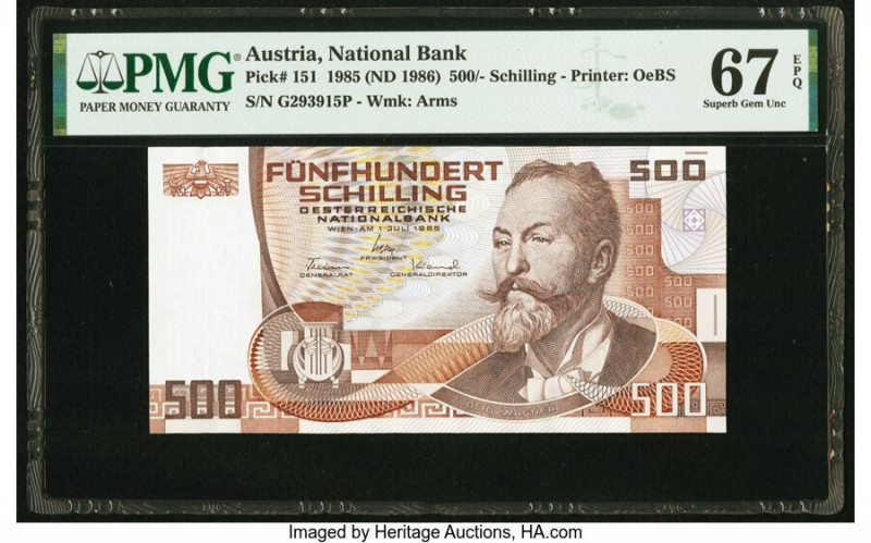 Austria Austrian National Bank 500 Schilling 1985 (ND 1986) Pick 151 PMG Superb ...