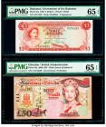 Bahamas Bahamas Government 3 Dollars 1965 Pick 19a PMG Gem Uncirculated 65 EPQ; Gibraltar Government of Gibraltar 50 Pounds 1.12.2006 Pick 34a PMG Gem...