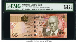 Bahamas Central Bank 5; 100 Dollars 2007; 2009 Pick 72a; 76 Two Examples PMG Gem Uncirculated 66 EPQ; Gem Uncirculated 65 EPQ. 

HID09801242017

© 202...