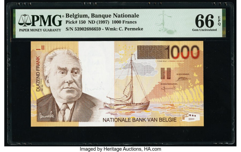 Belgium Banque Nationale de Belgique 1000 Francs ND (1997) Pick 150 PMG Gem Unci...