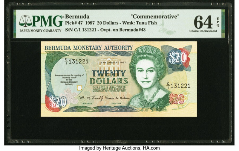 Bermuda Monetary Authority 20 Dollars 17.1.1997 Pick 47 Commemorative PMG Choice...