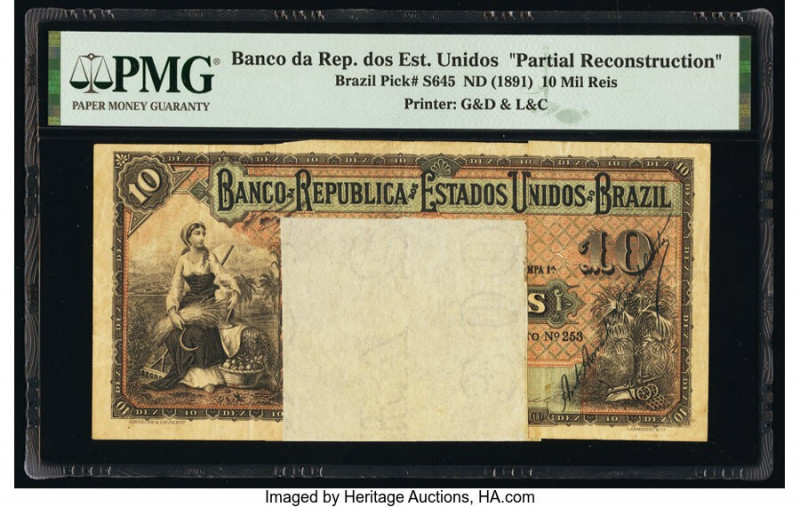 Brazil Banco da Republica dos Estados Unidos 10 Mil Reis ND (1891) Pick S645 Par...