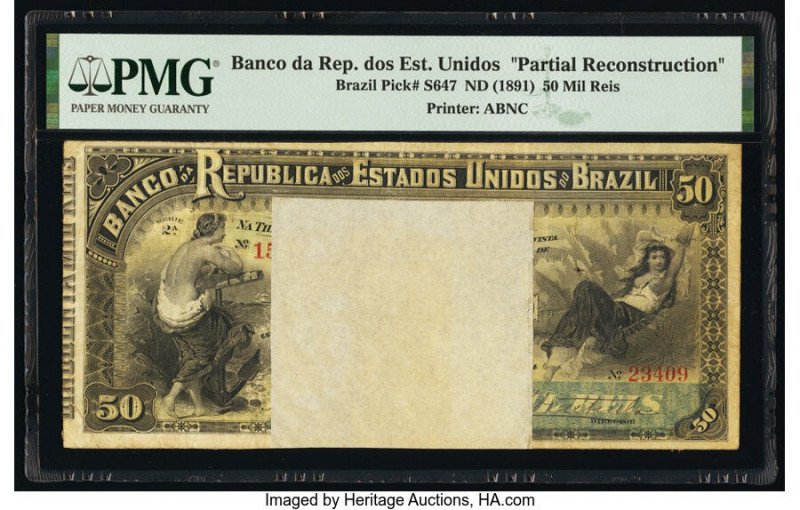 Brazil Banco da Republica dos Estados Unidos 50 Mil Reis ND (1891) Pick S647 Par...