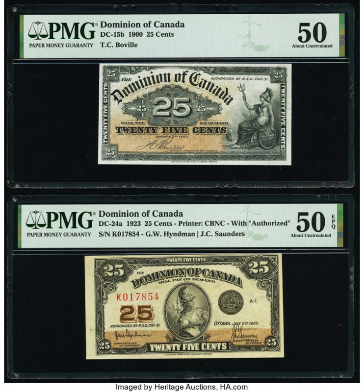 Canada Dominion of Canada 25 Cents 2.1.1900; 2.7.1923 DC-15b; DC-24a Two Example...