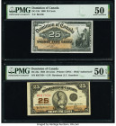 Canada Dominion of Canada 25 Cents 2.1.1900; 2.7.1923 DC-15b; DC-24a Two Examples PMG About Uncirculated 50; About Uncirculated 50 EPQ. 

HID098012420...