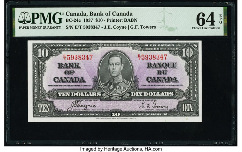Canada Bank of Canada $10 2.1.1937 Pick 61c BC-24c PMG Choice Uncirculated 64 EP...