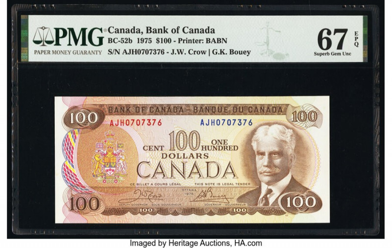 Canada Bank of Canada $100 1975 Pick 91b BC-52b PMG Superb Gem Unc 67 EPQ. 

HID...