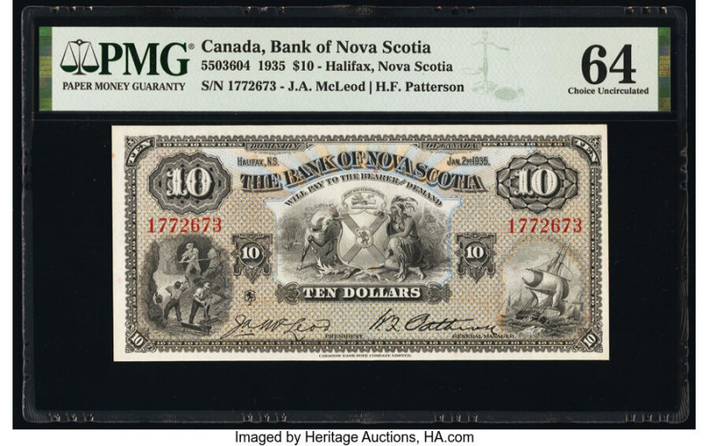 Canada Halifax, NS- Bank of Nova Scotia $10 2.1.1935 Pick S633 Ch.# 550-36-04 PM...