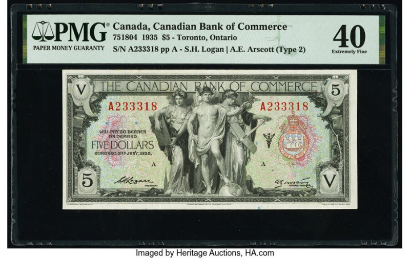 Canada Toronto, ON- Canadian Bank of Commerce $5 2.1.1935 Pick S970 Ch.# 75-18-0...