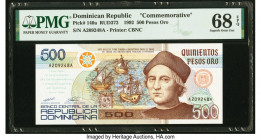 Dominican Republic Banco Central de la Republica Dominicana 500 Pesos Oro 1992 Pick 140a Commemorative PMG Superb Gem Unc 68 EPQ. 

HID09801242017

© ...