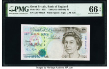 Great Britain Bank of England 5; 50 Pounds 1990 (ND 1990-91); 1994 (ND 1993-98) Pick 382a; 388a Two Examples PMG Gem Uncirculated 66 EPQ; Gem Uncircul...