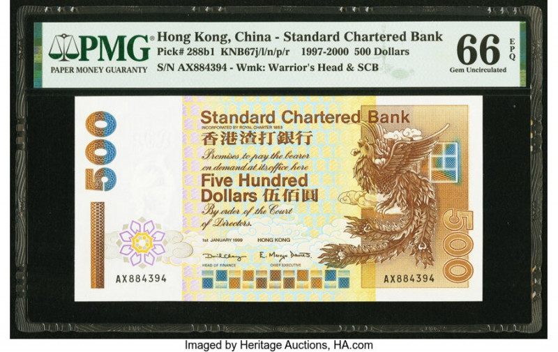 Hong Kong Standard Chartered Bank 500 Dollars 1.1.1999 Pick 288b1 KNB67 PMG Gem ...