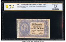 Italy Treasury Biglietti di Stato 10 Lire 1888 (ND 1923) Pick 20h PCGS Choice UNC 63. 

HID09801242017

© 2020 Heritage Auctions | All Rights Reserved...