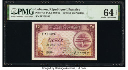 Lebanon Republique Libanaise 25 Piastres 1948-50 Pick 42 PMG Choice Uncirculated 64 EPQ. 

HID09801242017

© 2020 Heritage Auctions | All Rights Reser...