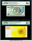 Malawi Reserve Bank of Malawi 50 Tambala 1964 (ND 1973) Pick 9a PMG Choice Uncirculated 64; Netherlands Netherlands Bank 50 Gulden 1982 Pick 96 PMG Ch...