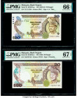 Malaysia Bank Negara 20 Ringgit ND (1982-84); ND (1989) Pick 22; 30 Two Examples PMG Gem Uncirculated 66 EPQ; Superb Gem Unc 67 EPQ. 

HID09801242017
...