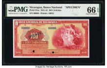 Nicaragua Banco Nacional 100 Cordobas 1941-42 Pick 97as Specimen PMG Gem Uncirculated 66 EPQ. Specimen overprints and two POCs.

HID09801242017

© 202...