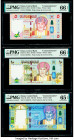 Oman Central Bank of Oman 5; 10; 20 Rials 2010 / AH1431 Pick 44; 45; 46 Three Commemorative Examples PMG Gem Uncirculated 66 EPQ (2); Gem Uncirculated...