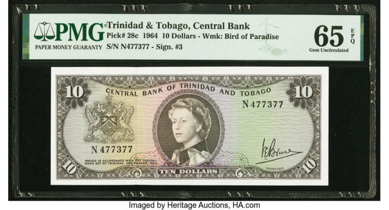 Trinidad & Tobago Central Bank of Trinidad and Tobago 10 Dollars 1964 Pick 28c P...