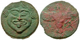 Sarmatia, Olbia. Late 5th-4th century B.C Cast AE 70 (69.9 mm, 104 g). Facing gorgoneion / A-P-I-X, wheel with four spokes. SNG BM Black Sea 383; Anok...