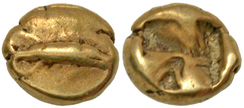 Mysia, Kyzikos. Ca. 600-550 B.C. EL Myshemihekte ? Twenty-fourth Stater (6.5 mm,...