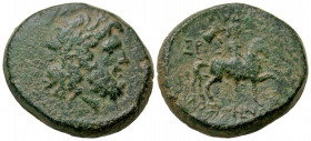 Lydia, Mostene. 1st century B.C. AE 20 (19.9 mm, 8.90 g, 1 h). Laureate head of Zeus right / ΛYΔΩN MOΣTHNΩN, female Amazon on horseback riding right, ...