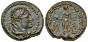 Lydia, Sardes. Ca. 133 B.C.-A.D. 14 AE 16 (16 mm, 5.70 g, 12 h). Laureate head of youthful Herakles right, lion skin tied around neck / ΣAPΔIANΩN, Apo...
