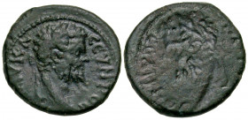 Moesia Inferior, Uncertain Moesian mint. Septimius Severus. A.D. 193-211. AE 18 (brockage) (17.9 mm, 2.89 g, 12 h). AVT K Λ CЄYHPOC, laureate head of ...