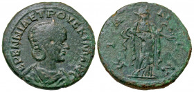 Bithynia, Cius. Herennia Etruscilla. Augusta, A.D. 249-251. AE triassarion (24.3 mm, 6.61 g, 7 h). EPENNIA ETPOYCKIΛΛA AY C, diademed and draped bust ...