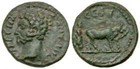 Mysia, Parium. Marcus Aurelius. A.D. 161-180. AE 16 (16.4 mm, 2.64 g, 7 h). Struck ca. A.D. 161-2. IMPE C MA A ANTONINVS, bare head of Marcus Aurelius...