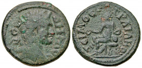Phrygia, Trajanopolis. Pseudo-autonomous. Severan era, ca. A.D. 193-235. AE 21 (21 mm, 5.84 g, 6 h). Timotheos, first archon. ΔHMOC, laureate head of ...