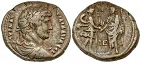 Egypt, Alexandria. Hadrian. A.D. 117-138. AR tetradrachm (25.5 mm, 12.89 g, 11 h). Dated RY 15 = A.D. 130/1. AYT KAI TPAI AΔPIA CЄB, laureate, draped ...