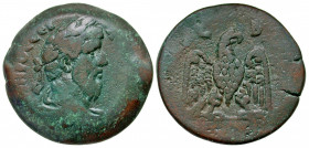 Egypt, Alexandria. Lucius Verus. A.D. 161-169. AE drachm (33.9 mm, 28.21 g, 12 h). Dated RY 2 = A.D. 161/2. Λ AVPHΛIOC OVHPOC CЄB, laureate, draped an...