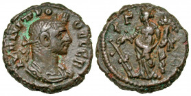 Egypt, Alexandria. Probus. A.D. 276-282. Potin tetradrachm (19.8 mm, 6.11 g, 11 h). Dated RY 3 = A.D. 277/8. A K M AVP ΠPOBOC CЄB, laureate and cuiras...
