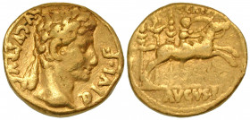 Augustus, with Caius, Caesar. 27 B.C.-A.D. 14 AV aureus (18.6 mm, 7.71 g, 7 h). Lugdunum mint, struck 8 B.C. AVGVSTVS DIVI F, laureate head of Augustu...