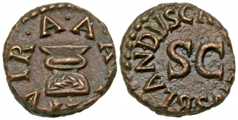 Augustus. 27 B.C.-A.D. 14 AE quadrans (14.6 mm, 2.65 g, 7 h). Rome mint, struck ...