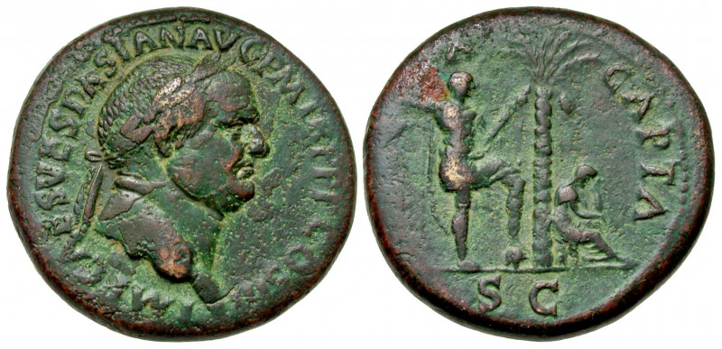 Vespasian. A.D. 69-79. AE sestertius (33 mm, 25.53 g, 6 h). Judaea Capta Series....