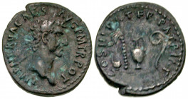Nerva. A.D. 96-98. AR denarius (18.8 mm, 2.83 g, 6 h). Rome mint, struck A.D. 97. IMP NERVA CAES AVG P M TR POT , laureate head right / COS III PATER ...