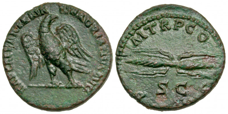 Hadrian. A.D. 117-138. AE quadrans (18.1 mm, 2.86 g, 6 h). Rome mint, struck A.D...