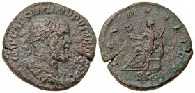 Pupienus. A.D. 238. AE sestertius (30.8 mm, 16.92 g, 12 h). Rome mint. IMP CAES M CLOD PVPIENVS AVG, laureate and draped bust of Pupienus right / PAX ...