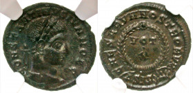 Constantine II. As Caesar, A.D. 317-337. BI centenionalis. silvered. Siscia mint, struck A.D. 321-324. CONSTANTINVS IVN NOB C, laureate head of Consta...