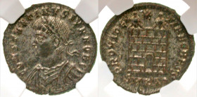 Constantine II. As Caesar, A.D. 317-337. AE 3. silvered. Cyzicus mint, struck A.D. 325-326. CONSTANTINVS IVN NOB C, laureate, draped and cuirassed bus...