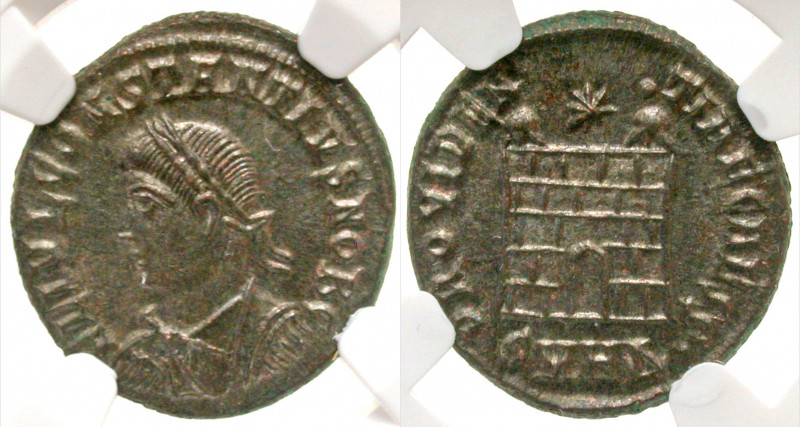 Constantius II. As Caesar, A.D. 324-337. AE 3. silvered. Heraclea mint, struck A...