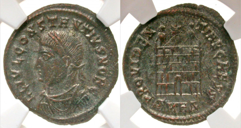 Constantius II. As Caesar, A.D. 324-337. AE 3. silvered. Heraclea mint, struck A...