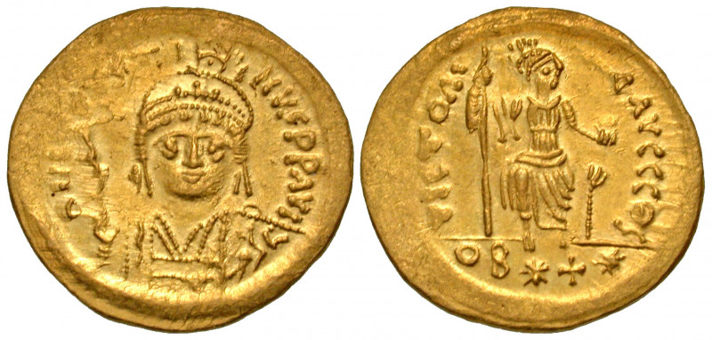 Justin II. 565-578. AV light-weight solidus (19.7 mm, 4.09 g, 5 h). Constantinop...
