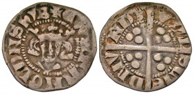 England. Edward II. 1307-1327. AR penny (18.1 mm, 1.40 g, 1 h). Class IIB. Bury St. Edmunds mint. + EDWAR RAN(CI?) DNS hIB or similar), crowned facing...
