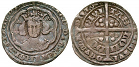 England. Edward III. 1327-1377. AR groat (27 mm, 4.35 g, 12 h). Series C. 1351-2. +EDWARD DI G REX ANGL (reverse barred N), crowned facing head of Kin...