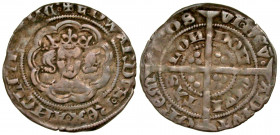 England. Edward III. 1327-1377. AR half groat. London mint, Pre-treaty class C, 1351-1352. +EDWARD' · D'· G'· REX· AINGLI· Z· FRANCI·, crowned bust fa...